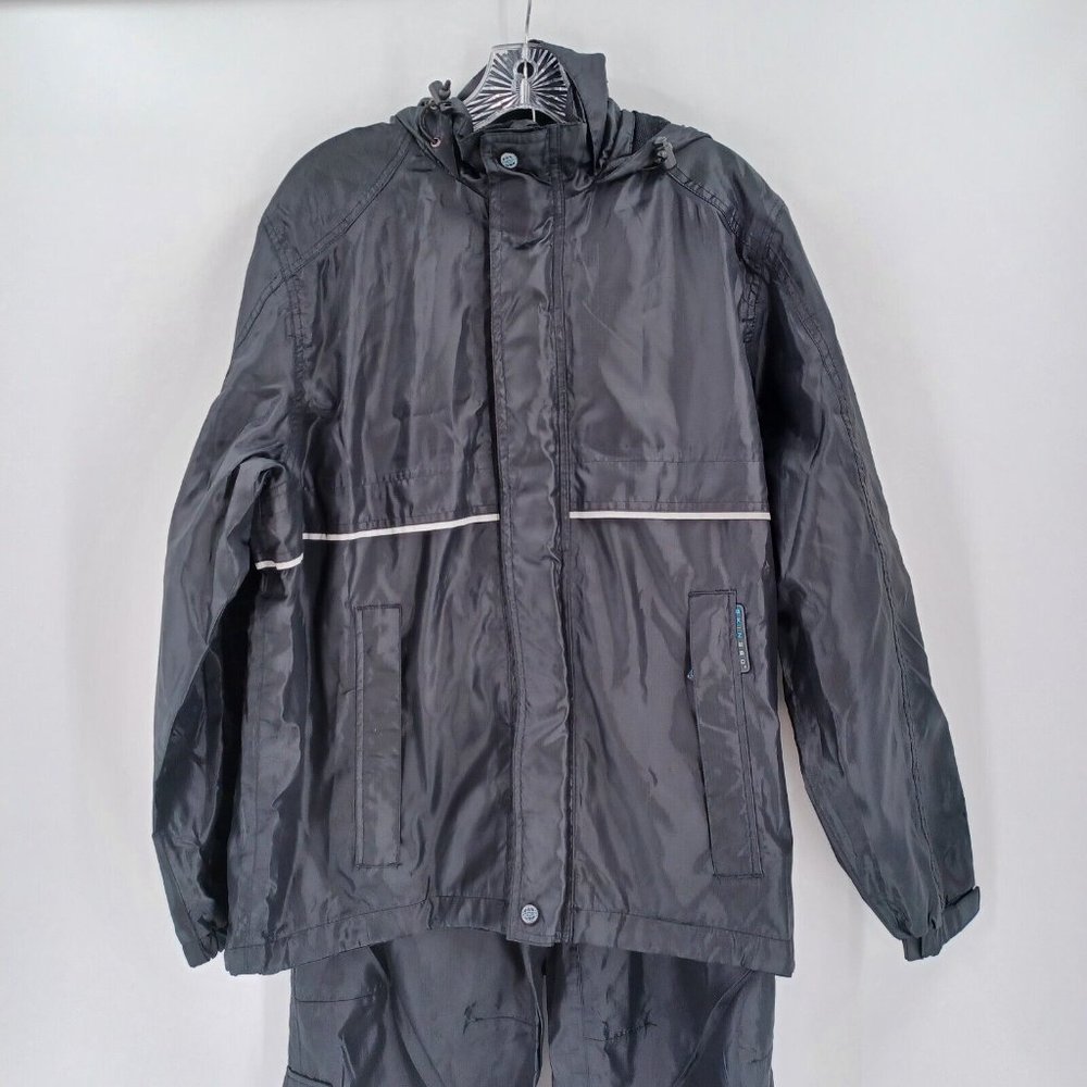 SKIN360 M 2 Piece Set Suit Jacket Pants Hidden Hood Full Zip Pockets Wind Proof - Picture 3 of 16